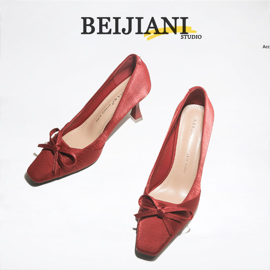 Chinese Style Wedding Bridal Female Square Toe High Pumps Not Women's Fashion Shoes