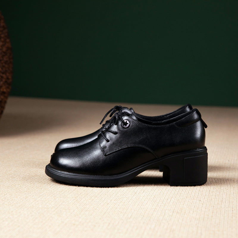 Women's First Layer Cowhide Wedge Autumn Brogue Casual Shoes