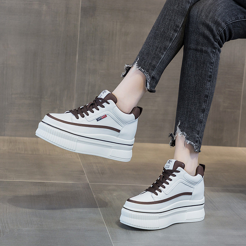Women's Platform Small White Simple Veet Wedge Sneakers