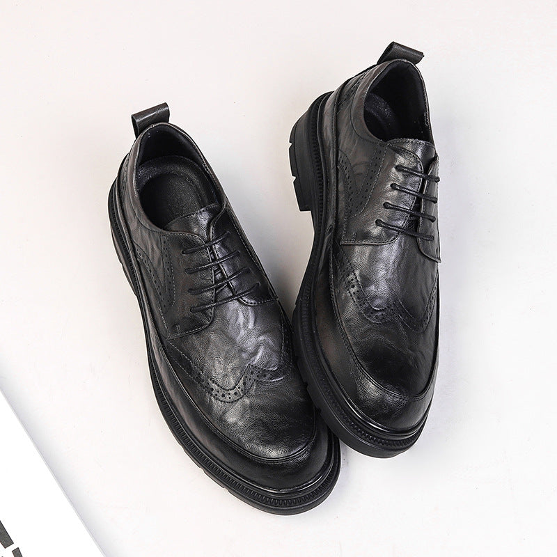 Men's Brown Formal Business British Wedding Leather Shoes