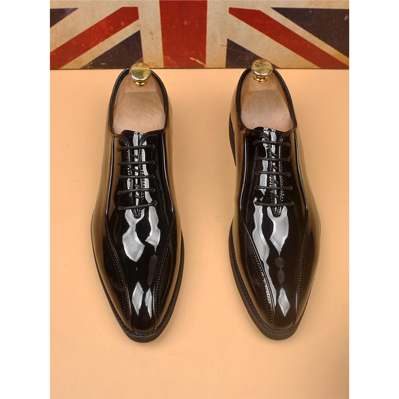 Men's Formal British Style Retro Breathable Wedding Leather Shoes