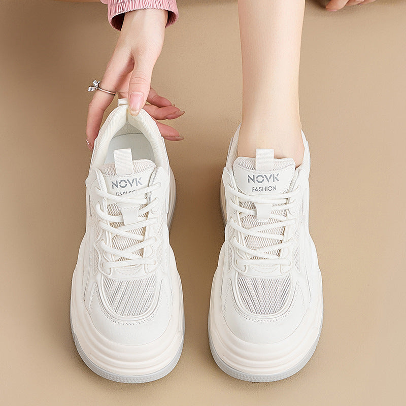 Women's Small Round Head Platform White Trendy Sneakers