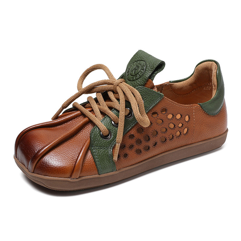 Women's Spring Retro Ethnic Style Color Matching Flat Mom Loafers