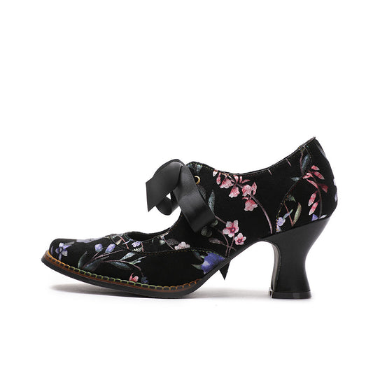 Women's & Men's Blue Meng Die Metal Flower Antique Style Plus Size Women's Shoes
