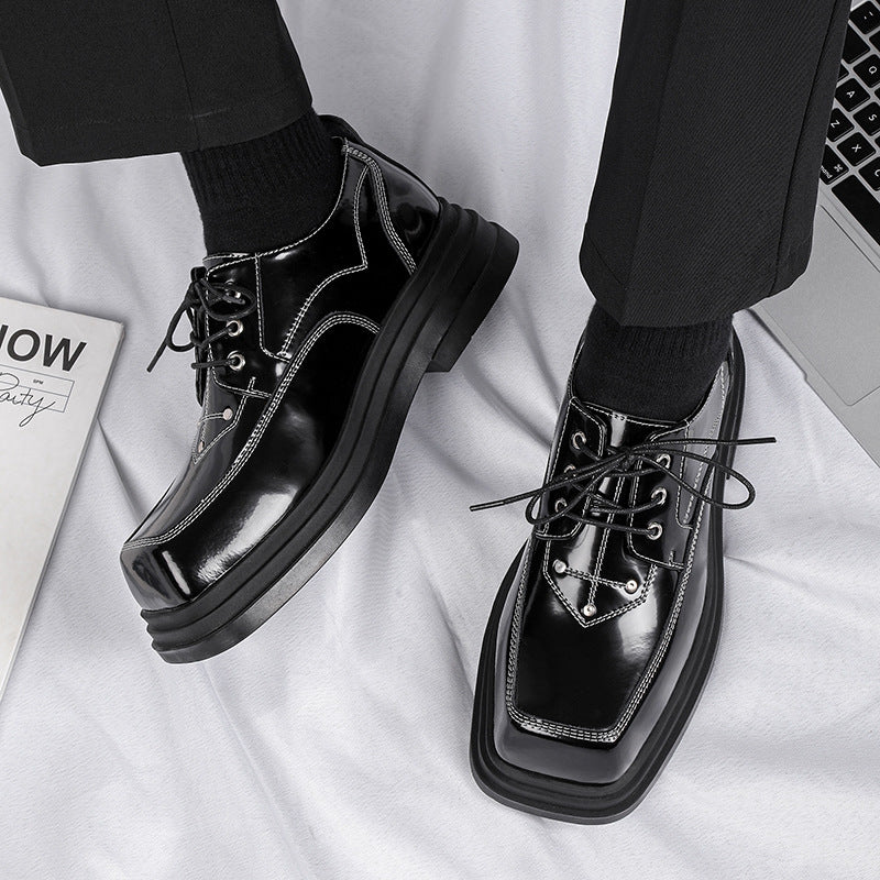 Men's Niche Personalized Genuine Slit Beads Korean Leather Shoes