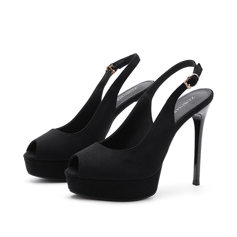 Women's Sexy Temperament Peep Toe Stiletto High Slingback Sandals