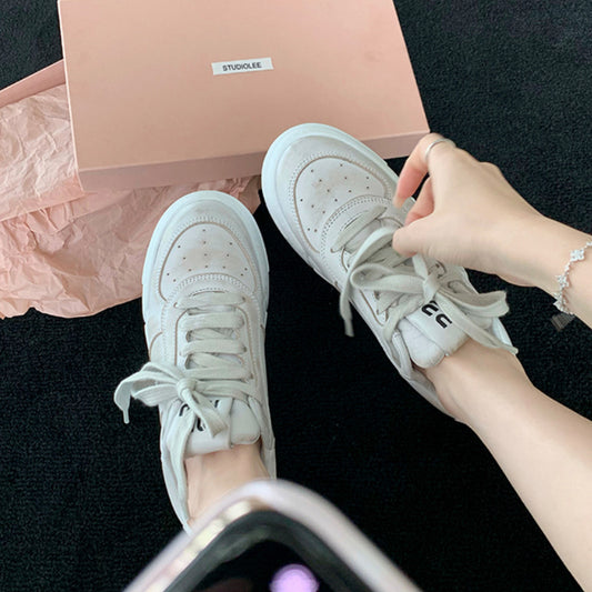 Women's Thick Bottom Lace Up Shallow Mouth Casual Shoes