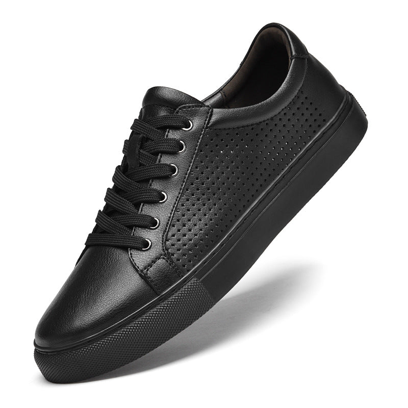 Men's Four White Hollow Korean Breathable Board Casual Shoes