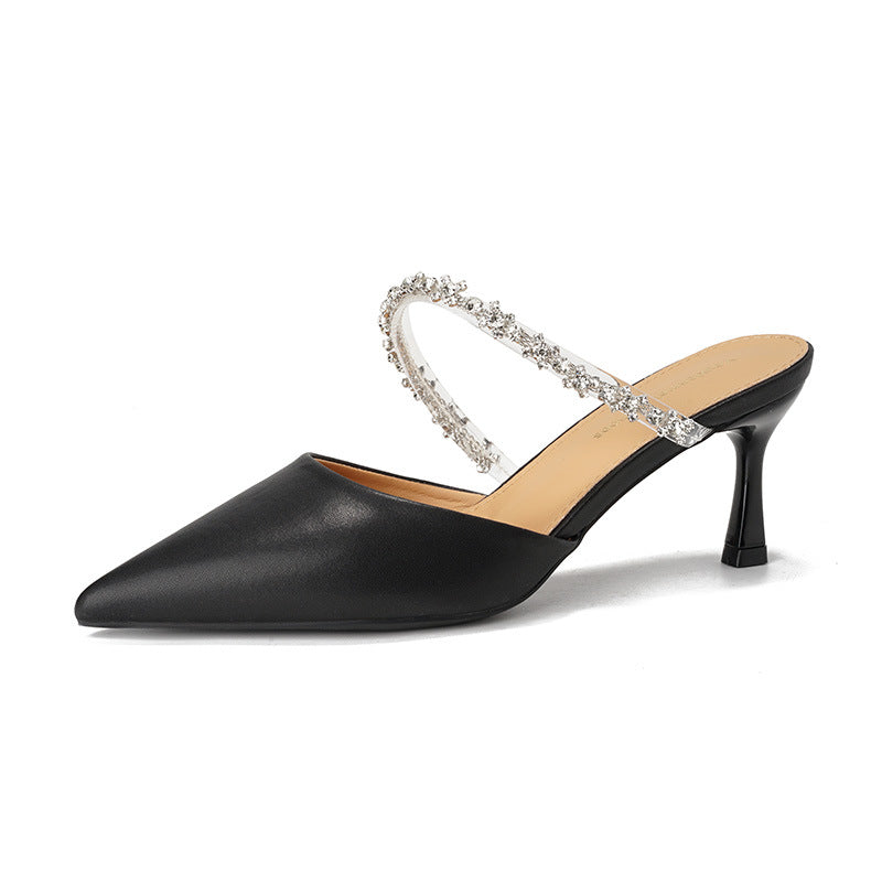 Women's High Single-layer Stiletto Pointed Toe Cap Half Outer Wear Women's Fashion Shoes