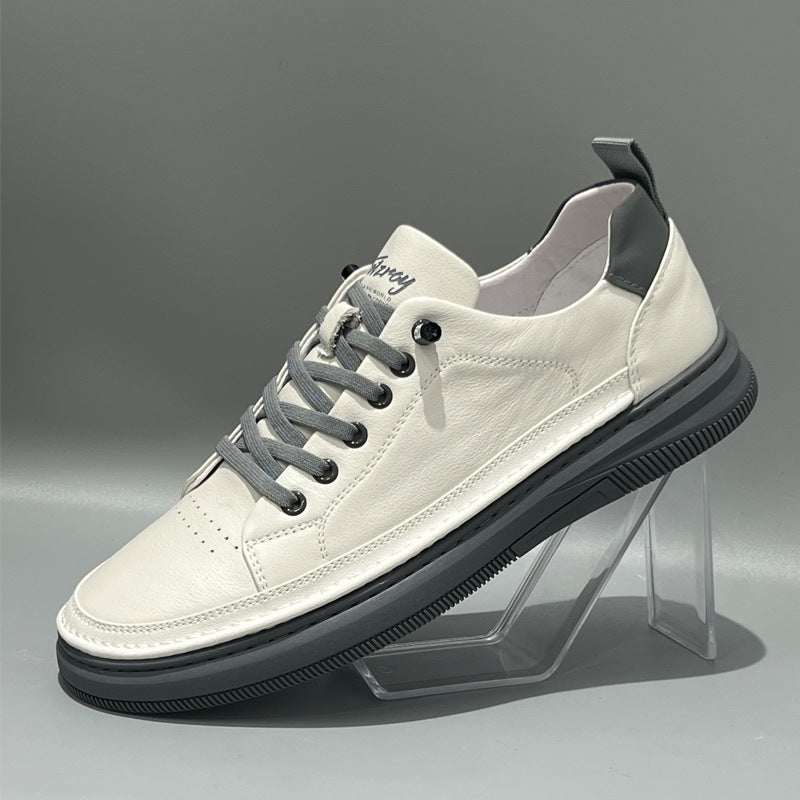 Men's Summer Thin Slip-on White Genuine Leather Shoes