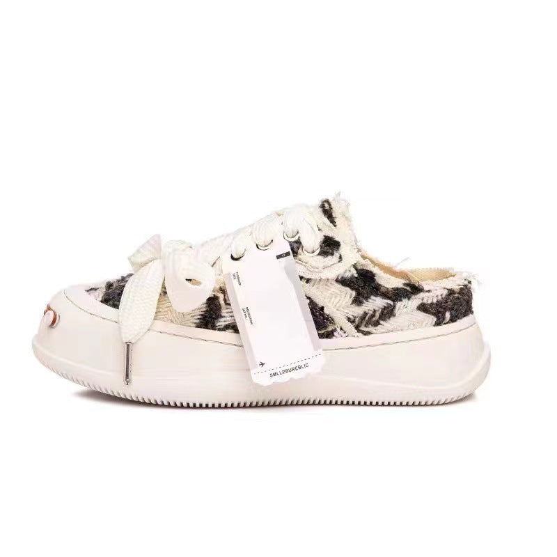 Women's & Men's Smiling Platform With Smile Face Half Canvas Shoes