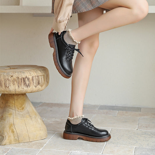Women's Autumn British Style Round Toe Platform Loafers