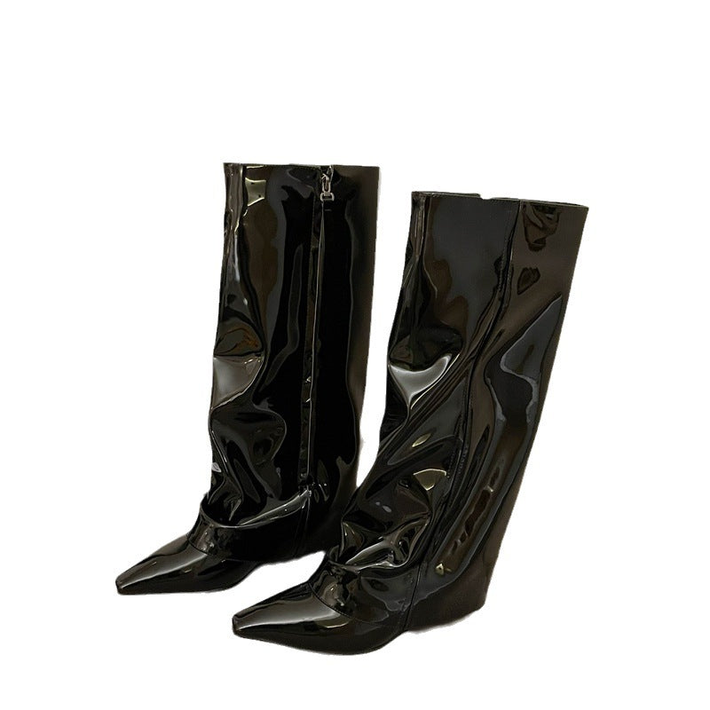 Pipe Black Knee-high Below The Knee Thin Boots