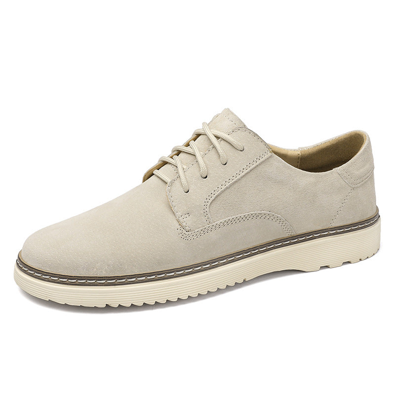 Men's Round Toe Pigskin Pumps Front Breathable Casual Shoes