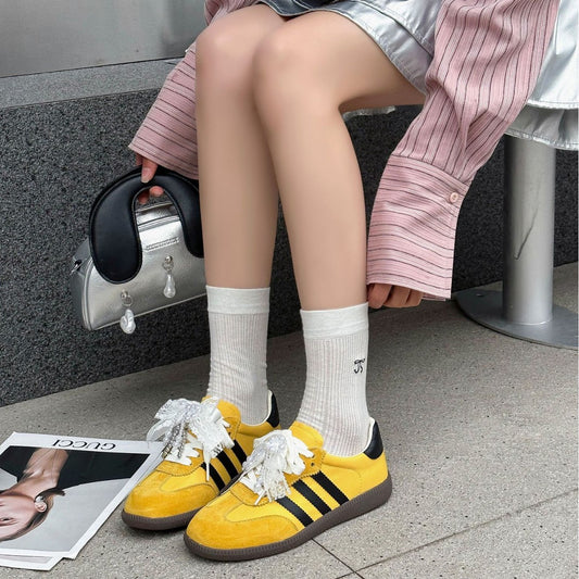 Women's Pearl Bow Fashion Sports Retro German Casual Shoes