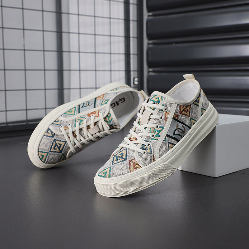 Men's Vintage Cloth Sail Breathable Camouflage Knitted Trendy Canvas Shoes