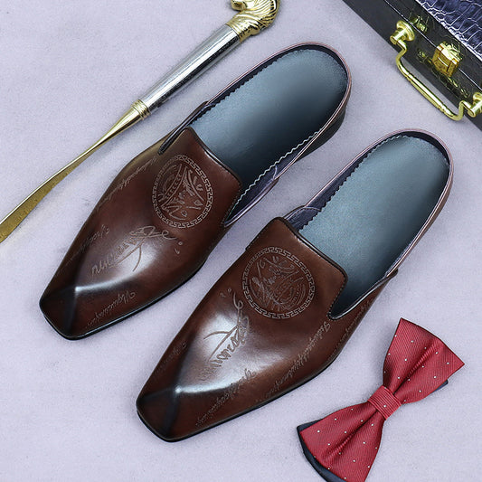 Men's British Business Genuine Drill Half Handmade Men's Shoes