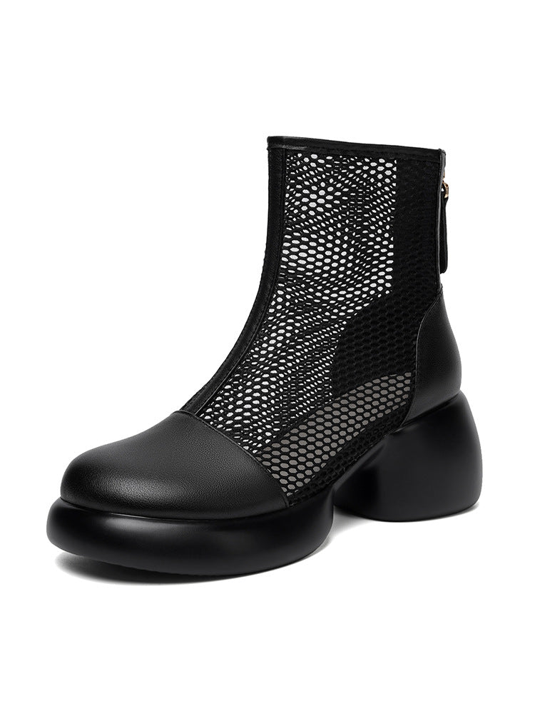 Women's Mesh Martin Thick Breathable Voile Hollow Booties Summer Sandals