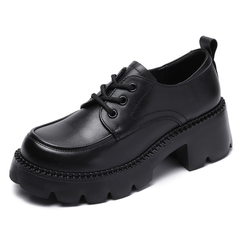 Women's Platform Genuine Brown British Style Loafers