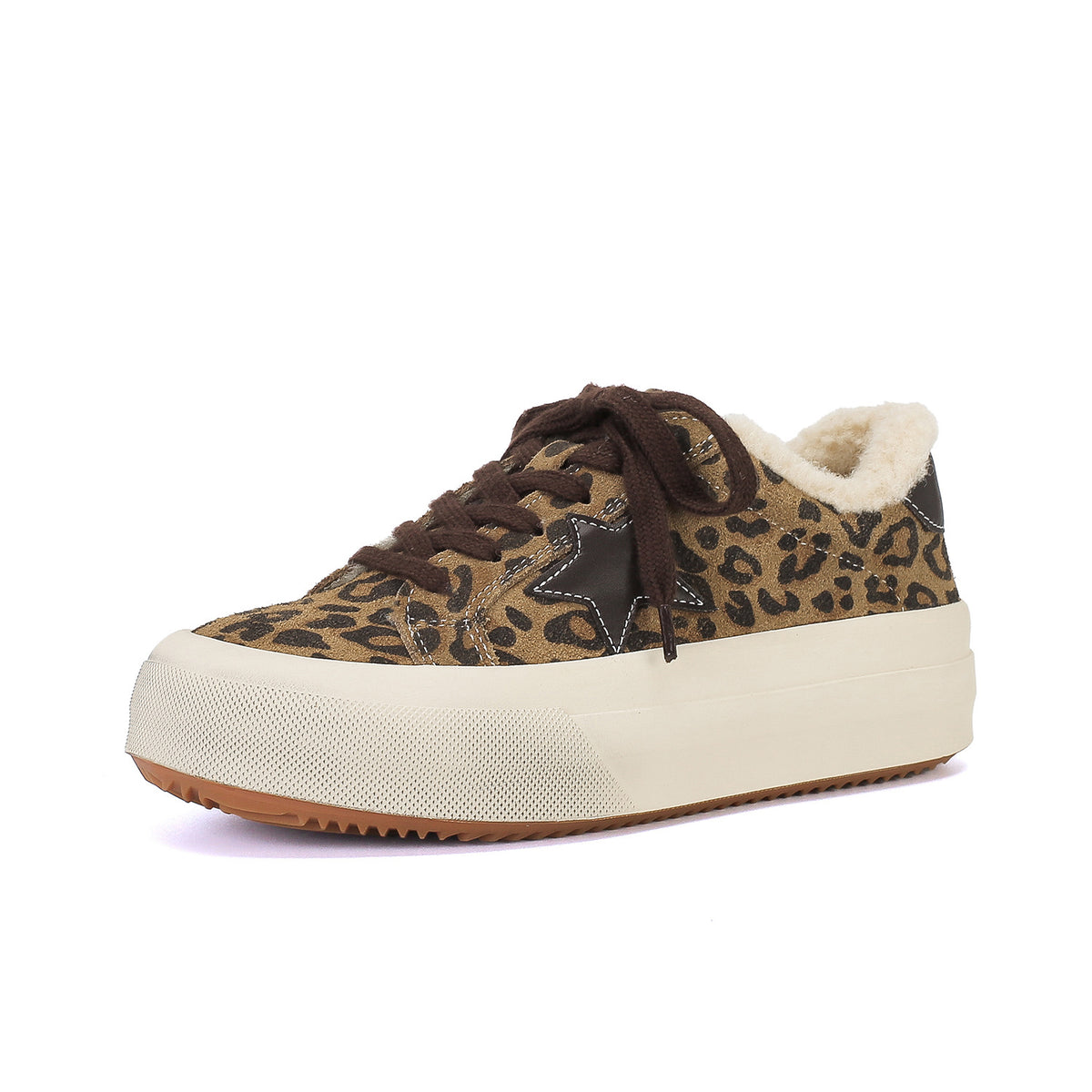 Women's Thick-soled Leopard Print Chic Training Retro Dirty Sneakers