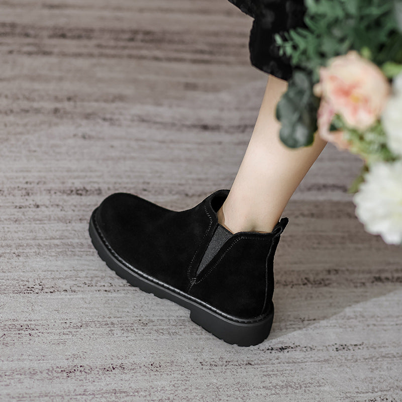 Women's Elastic Martin For British Style Flat Ankle Boots