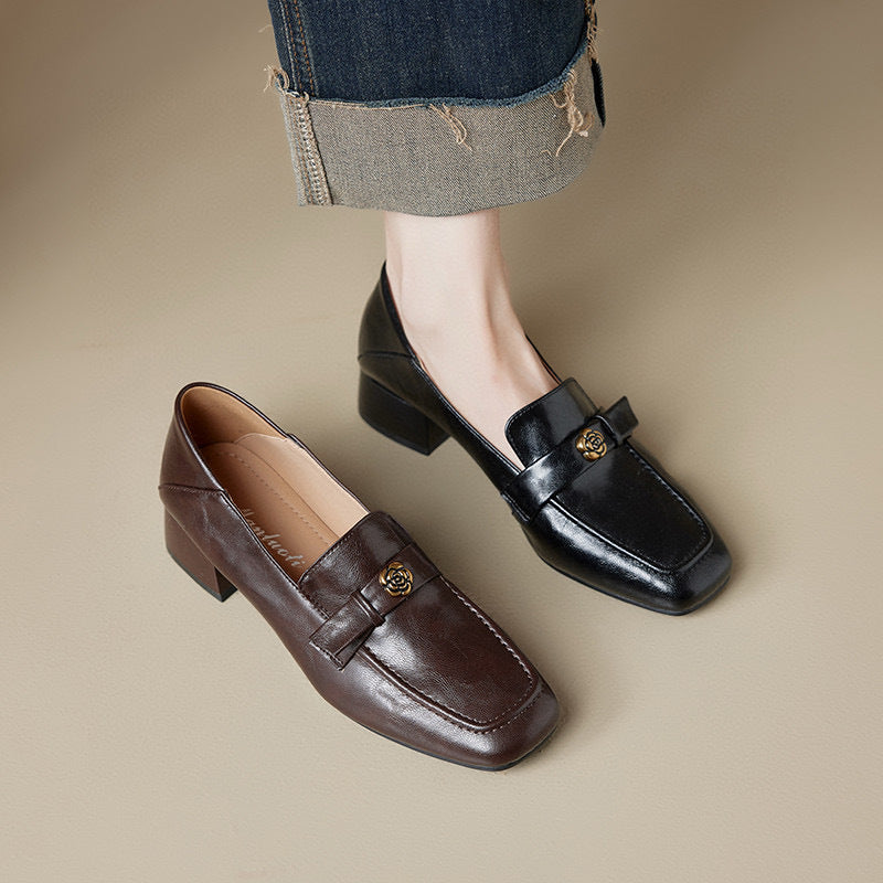 Women's Square Toe Pumps Spring British Style Loafers