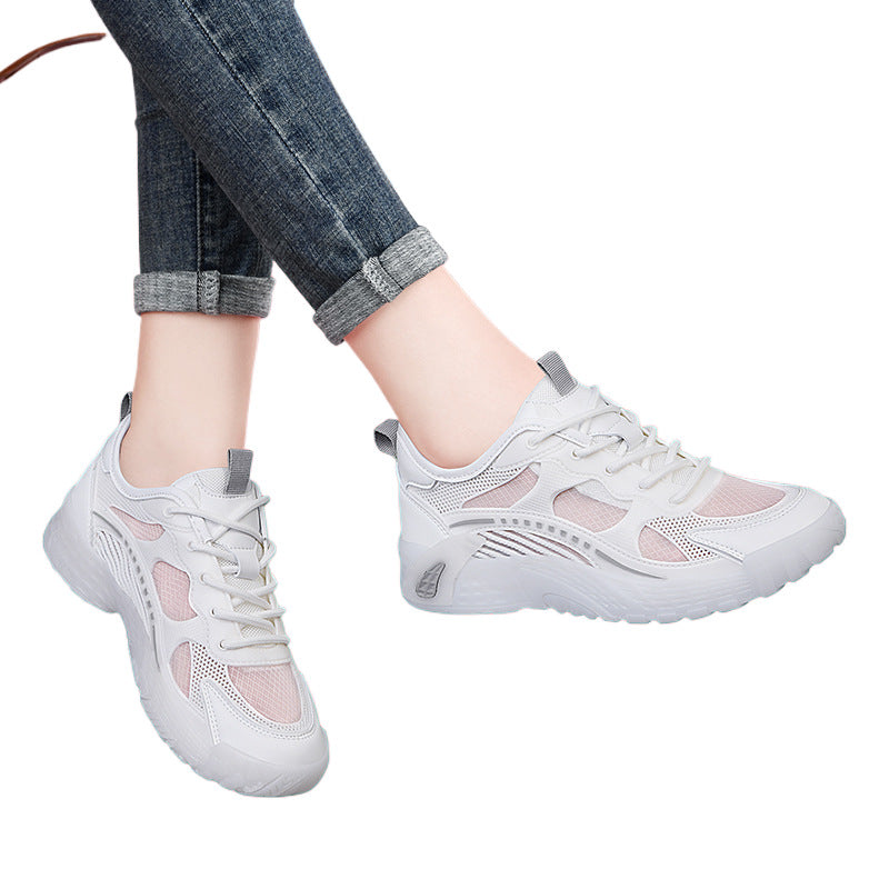 Women's Genuine Clunky For Platform White Summer Canvas Shoes