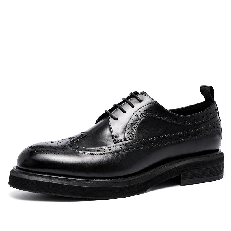 Men's Cowhide Business Dress Black Height Increasing Leather Shoes