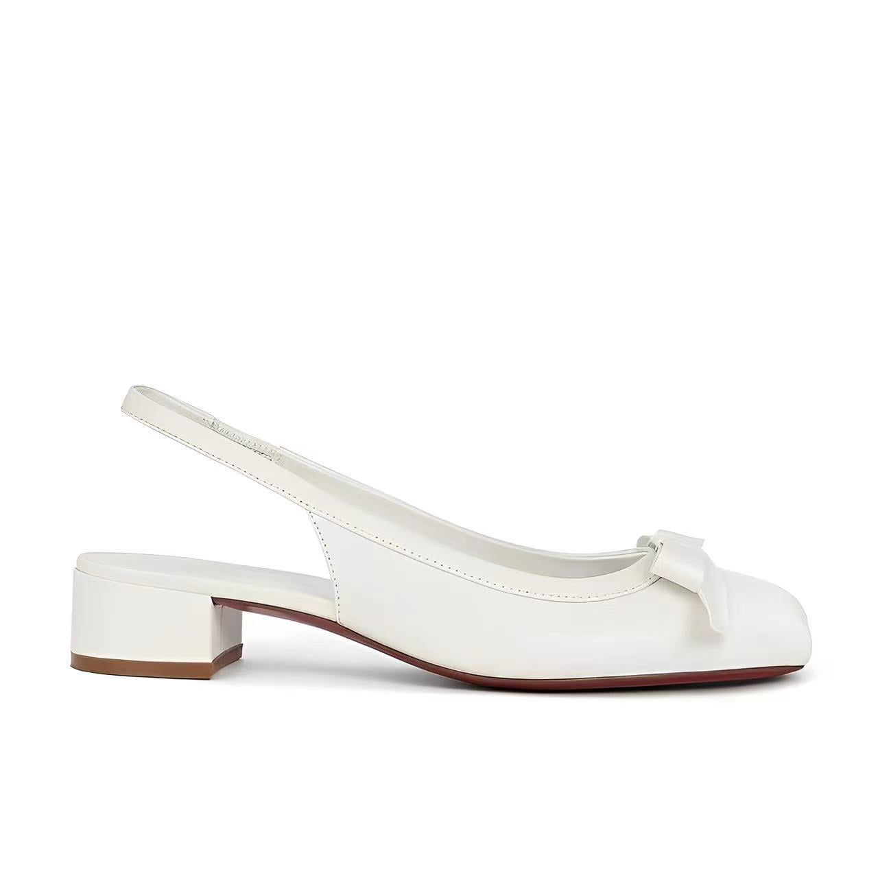 Elegant Pig Nose Bow Square Head Slingback Sandals