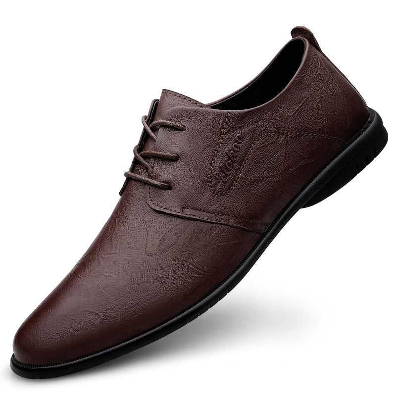 Men's Cowhide Business Formal Breathable Green Korean Leather Shoes