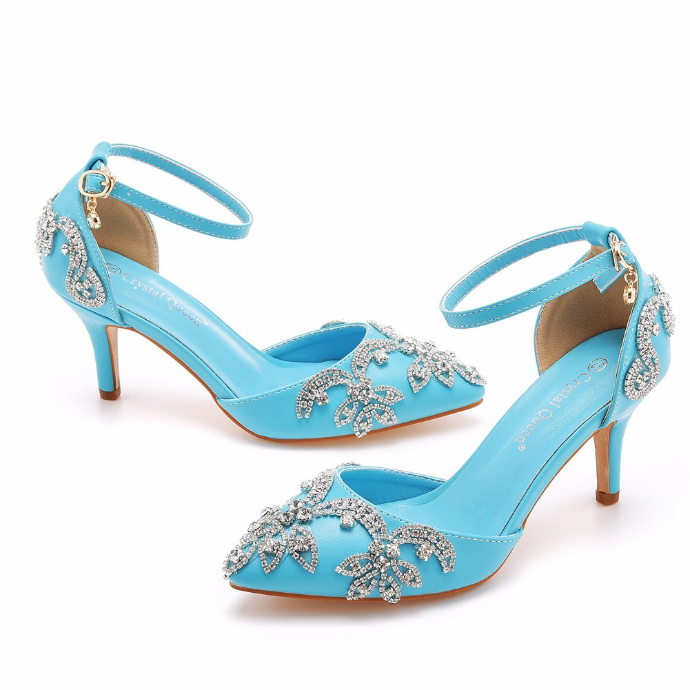 Plus Size Stiletto Pointed Toe Rhinestone High Heels