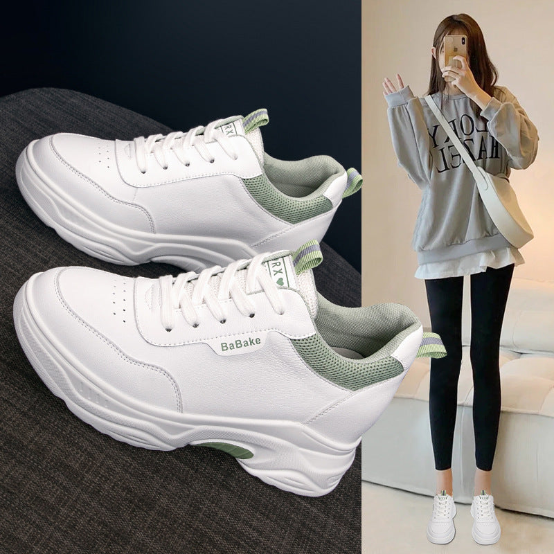 Women's Height Increasing Insole White Genuine Platform Women's Sports Shoes