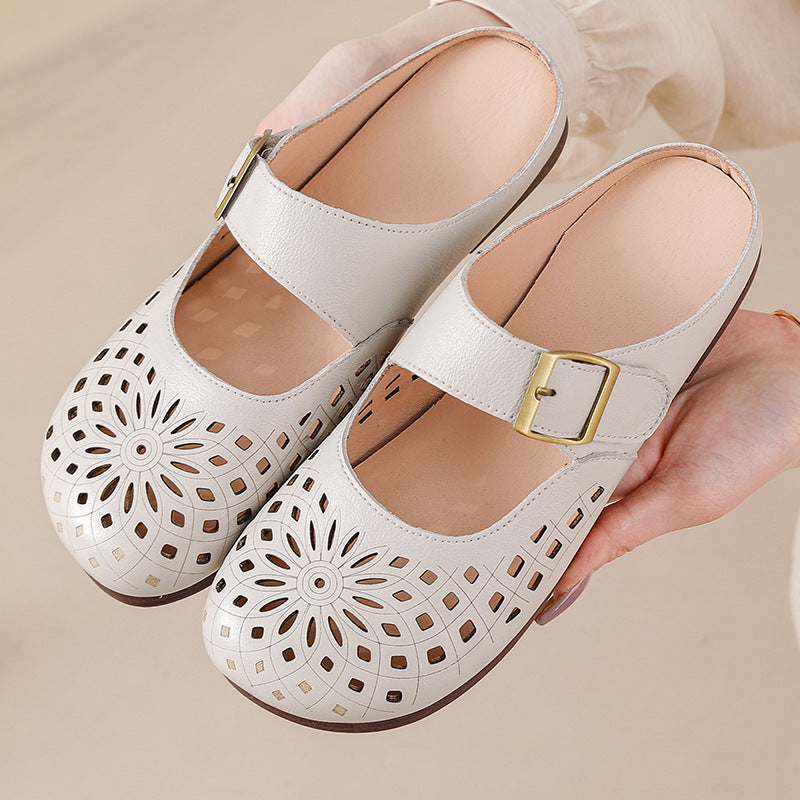Women's Bottom Mom Flat Comfort People Hollow Sandals