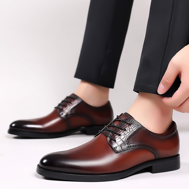 Men's Layer Cowhide Wedding Business Formal Wear Leather Shoes
