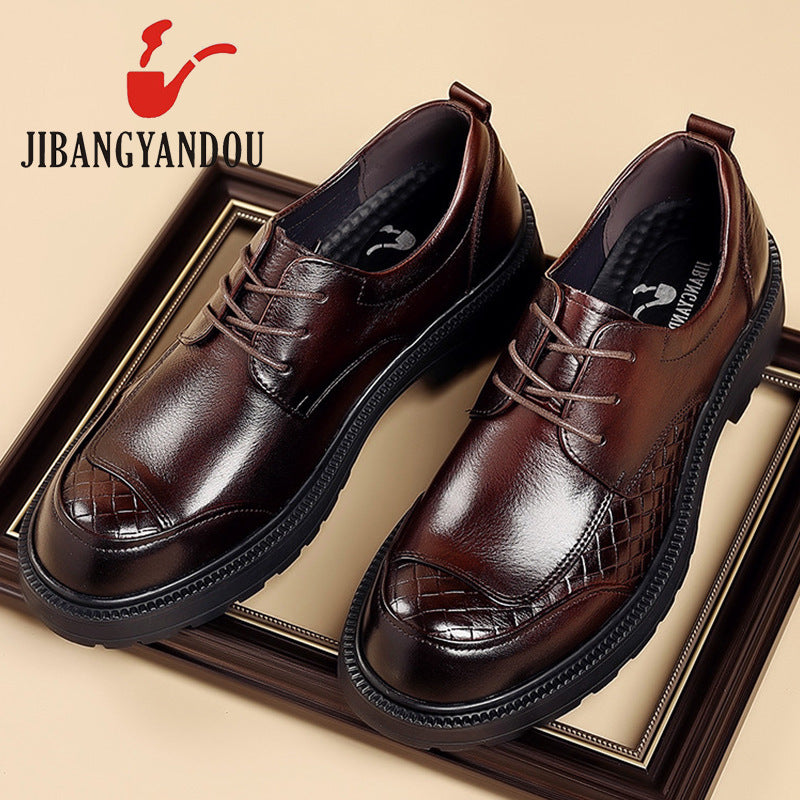 First Layer Pure Cattlehide Big Head Men's Casual Leather Shoes