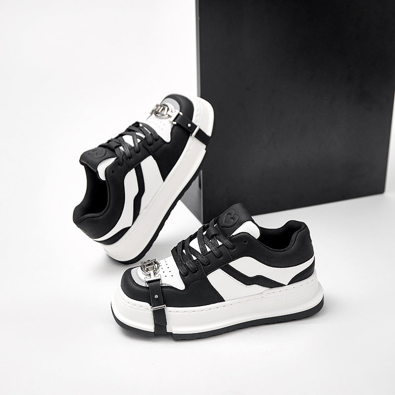 Women's Square Toe Thick Bottom Couple Thin British Casual Shoes