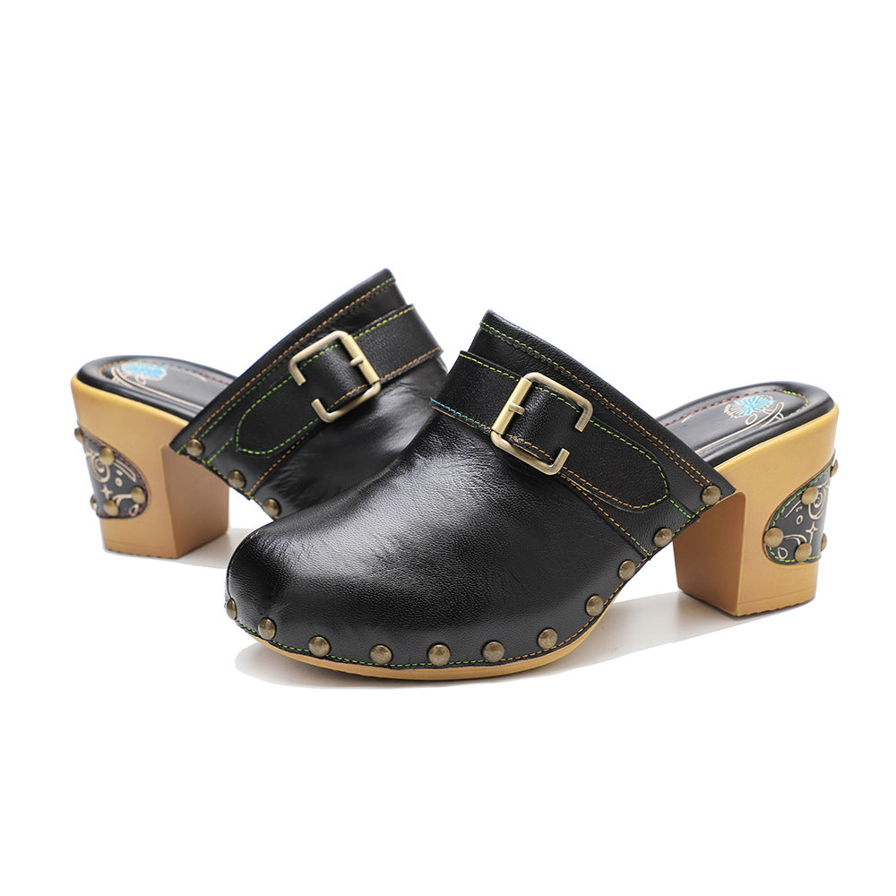 Handmade Genuine Brushed Retro Fashion Minimalism Heels