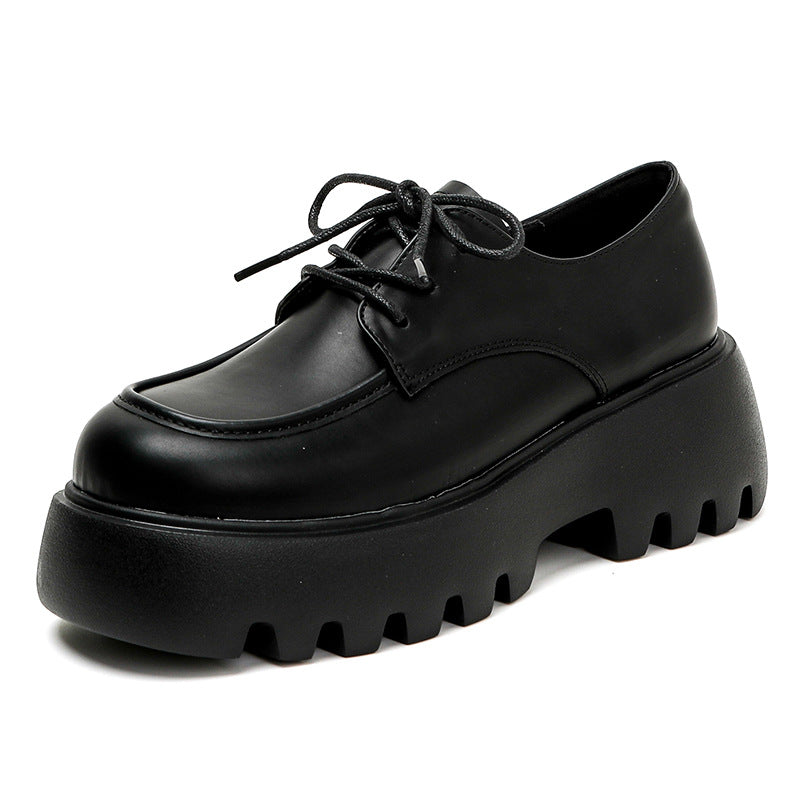 Women's Sizes Chunky Platform Matte Cowhide Slip-on Loafers