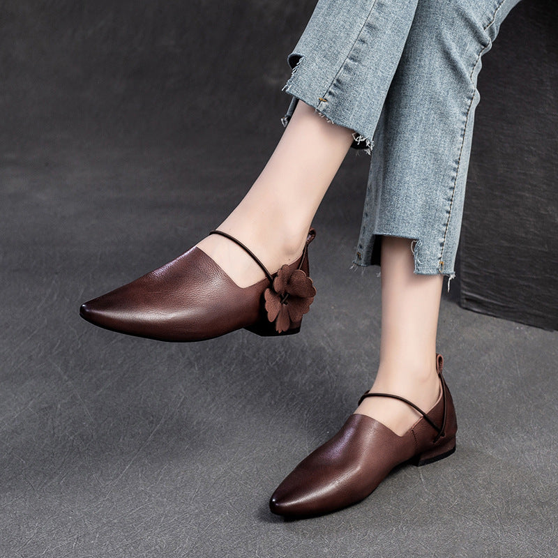 Women's & Men's Shu Autumn Vintage Flower Pointed Four Men's Shoes