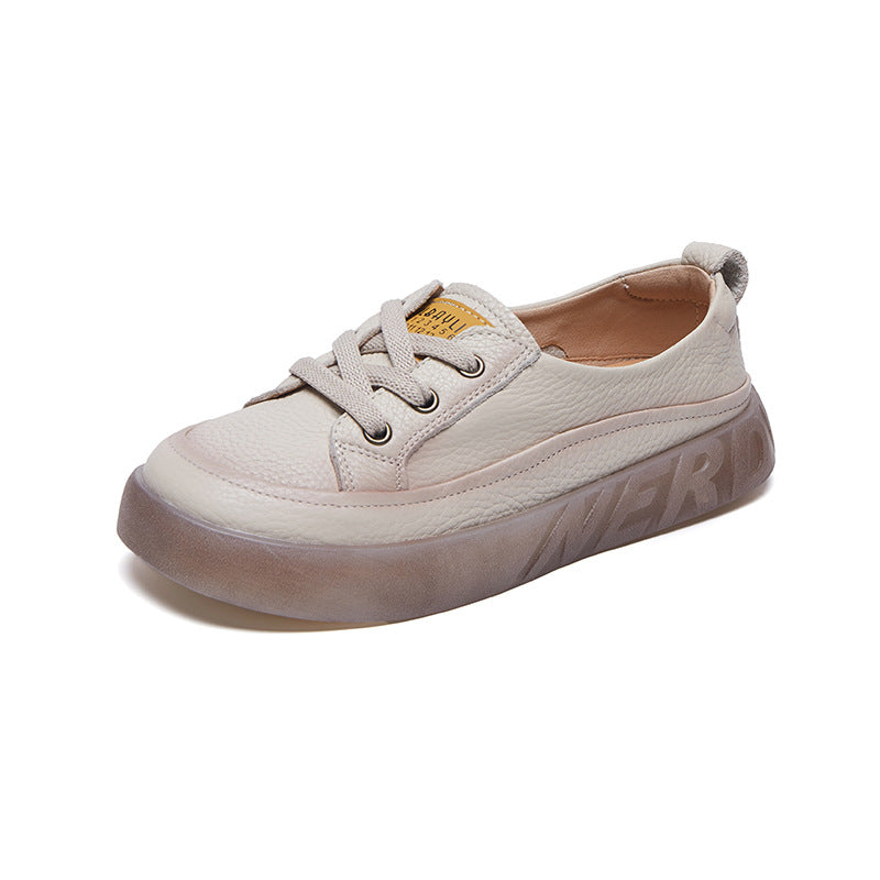 Women's Layer Cowhide Shallow Mouth Pumps Red Sneakers
