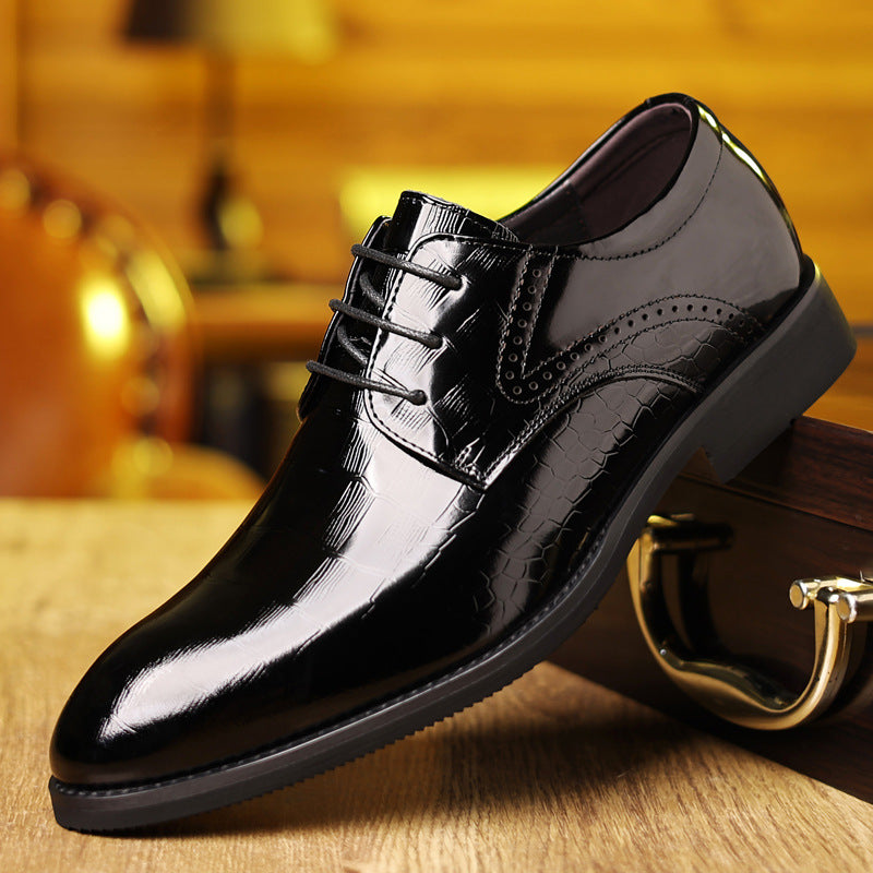 Men's Layer Cowhide Commuter Black British Genuine Leather Shoes