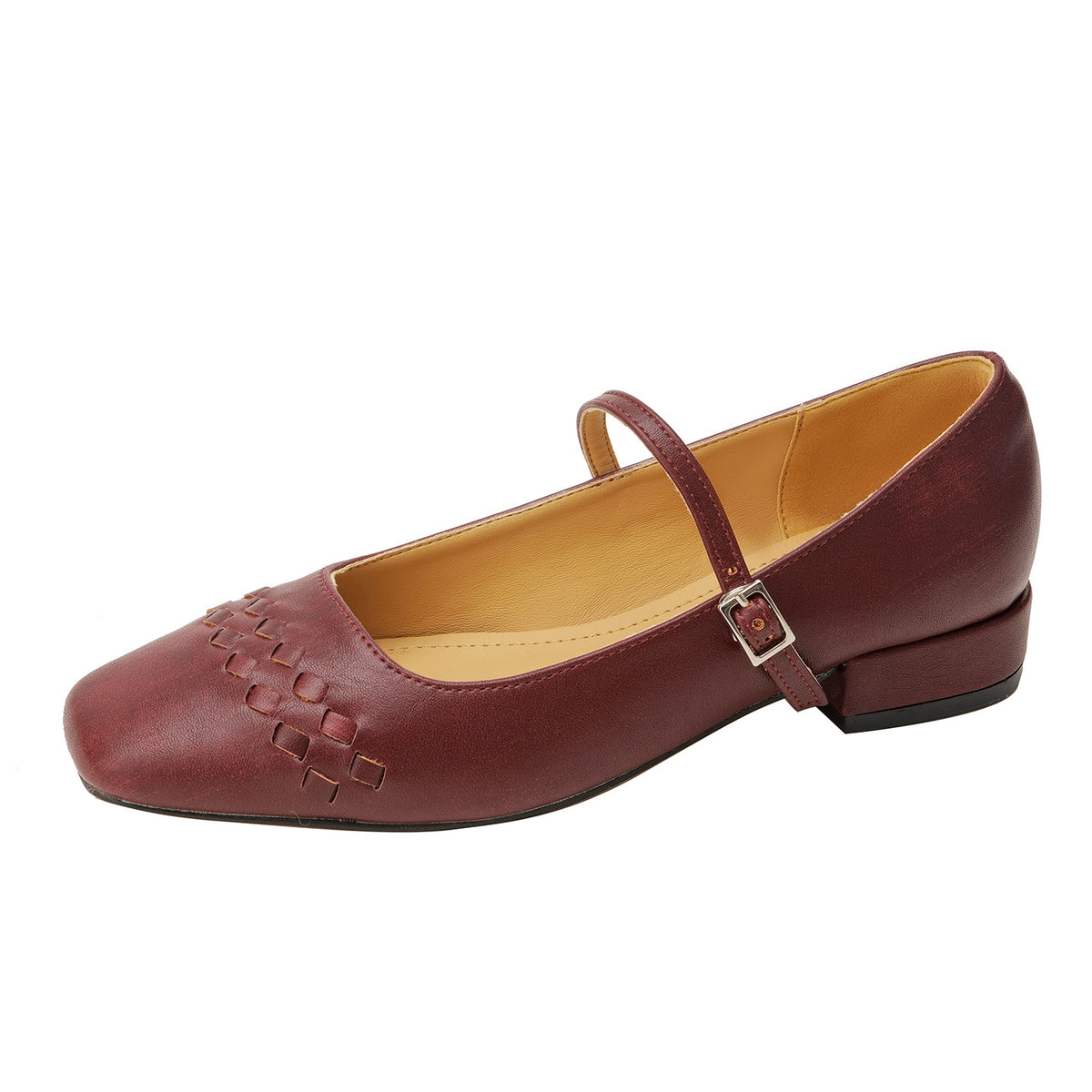 French Style Weave Vintage Pumps Female Square Toe Word With Women's Fashion Shoes
