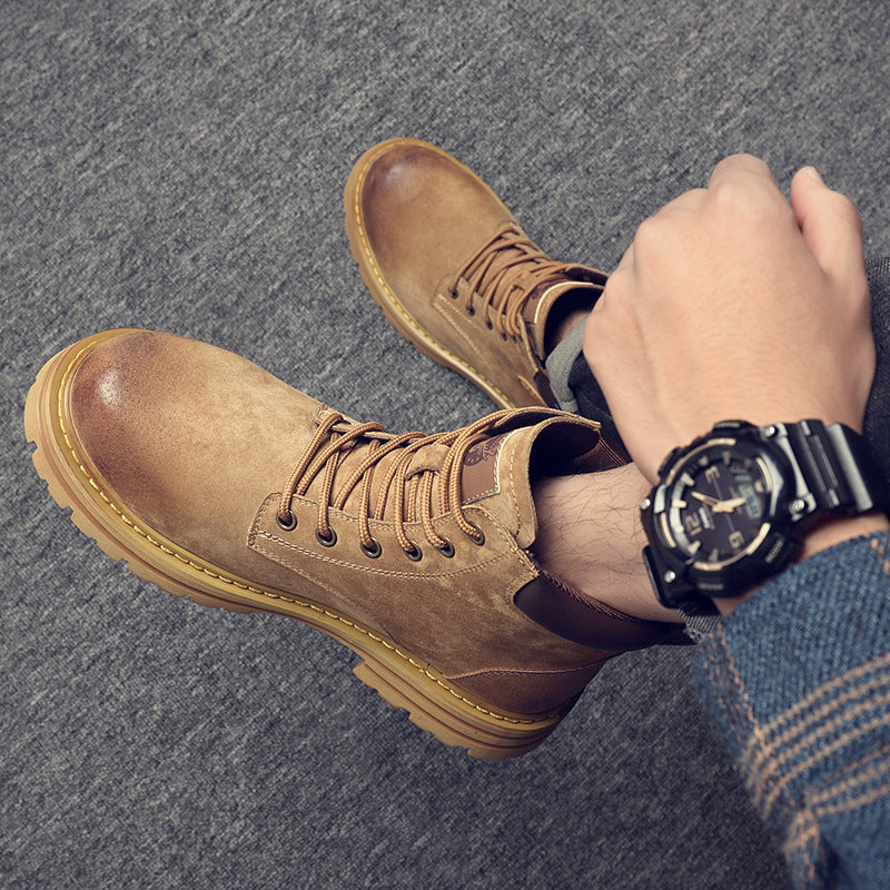 Men's Fleece-lined Warm Korean Style British Tooling Boots