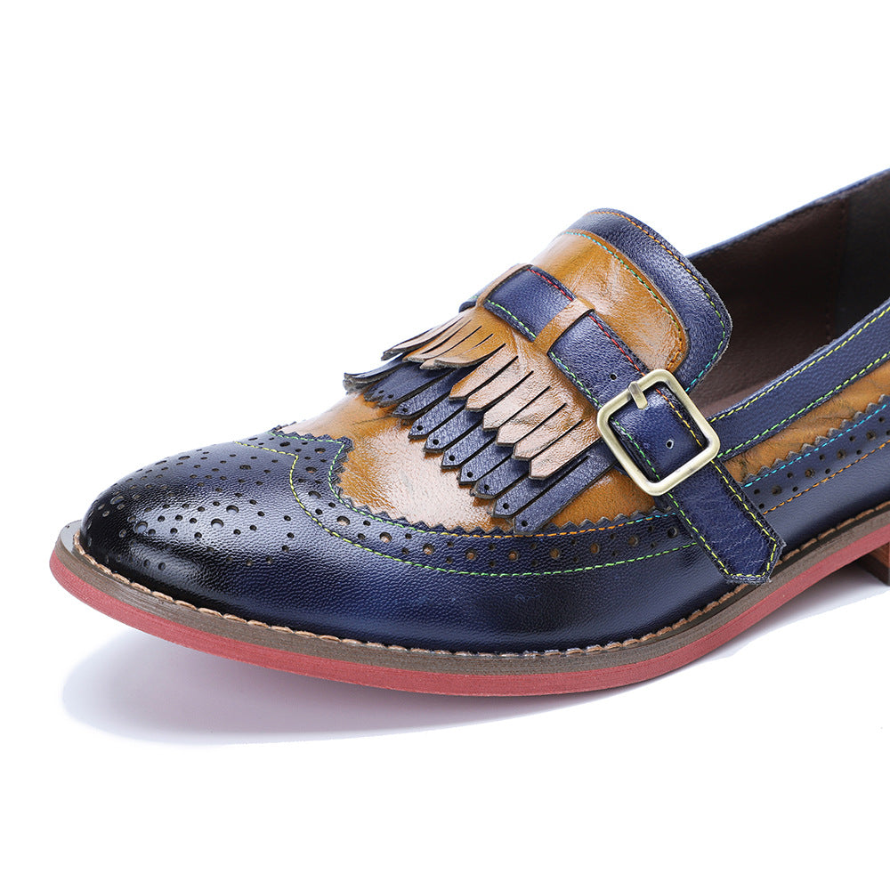 Women's Color Retro Matching Tassel Flat Bottom Loafers