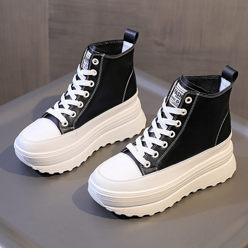 Women's Thick-soled White Platform Korean Style Height Increasing Women's Shoes