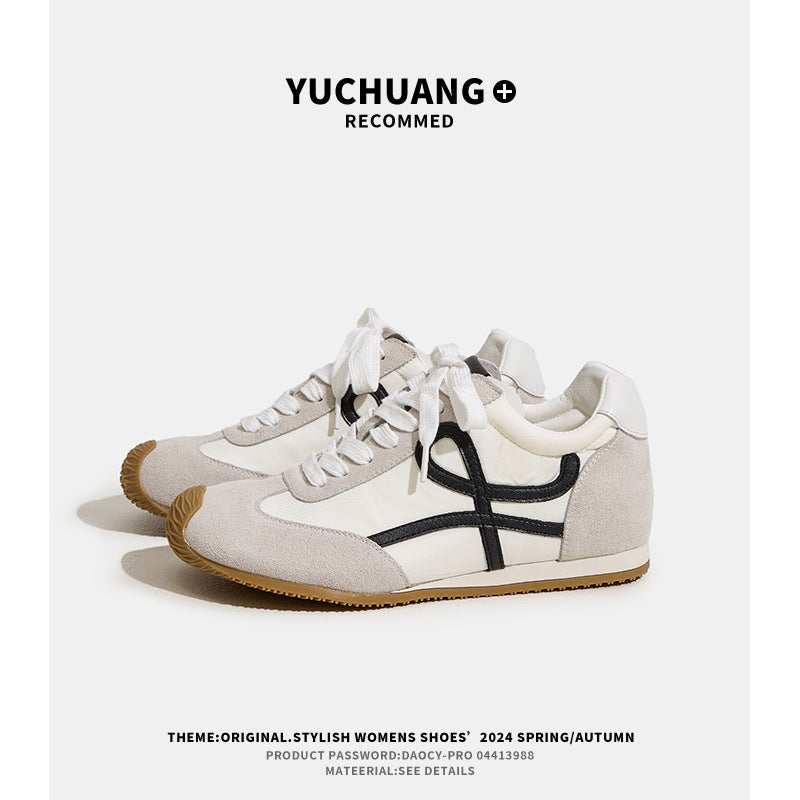 Women's Early Autumn Height Increasing Insole German Training Retro Color Matching Women's Sports Shoes