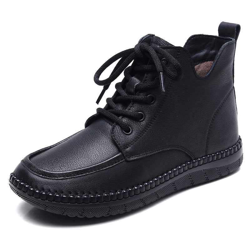 Women's Cowhide Flat Maternity Single Soft Bottom Boots