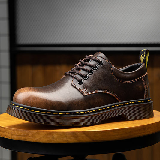Men's Size Big Head Worker Breathable British Leather Shoes