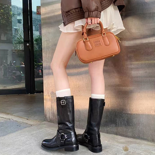 Women's Mom Cool Chic Vegetable Tanned French Retro Boots