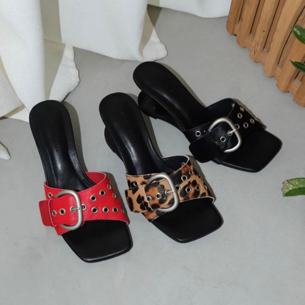 Women's Summer Outer Wear Horse Fur High Heels